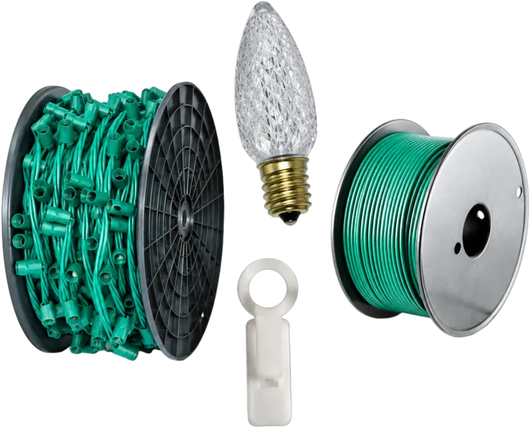 C9 installation kit: socket wire spool, LED C9 bulb, clip and spool of lead wire
